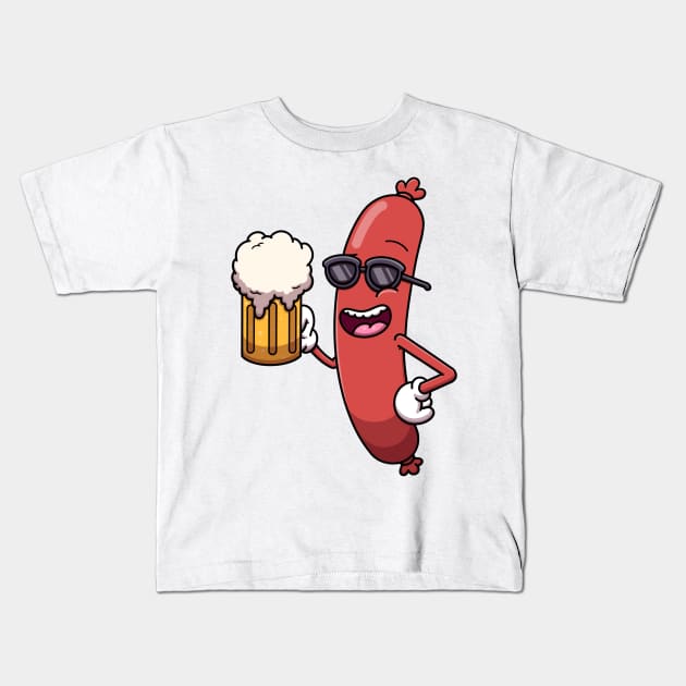 Cool Sausage With Beer Kids T-Shirt by TheMaskedTooner